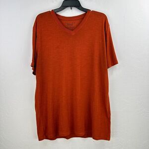 Lucky Brand Venice Burnout Tshirt Men Large Orange Short Sleeve Vneck Breathable